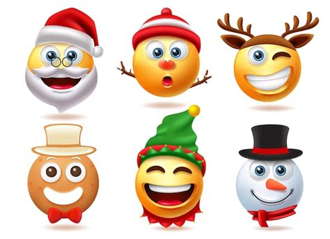 Premium Vector Christmas Emoji Character Vector Set Christmas