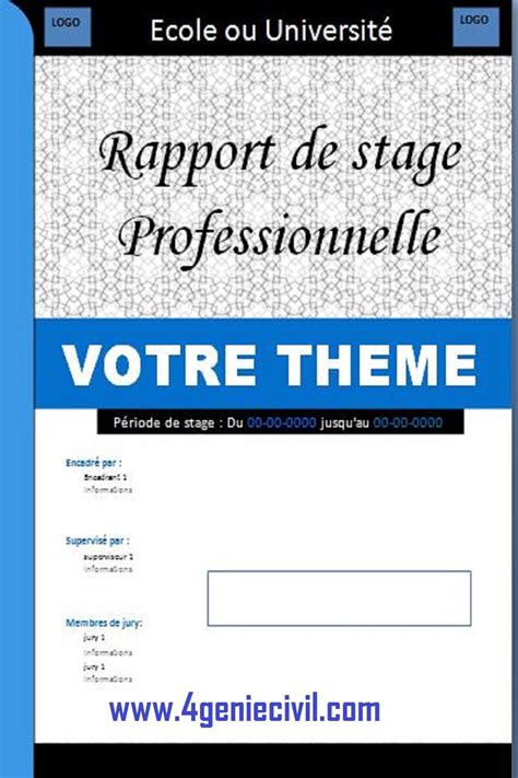 Page De Garde Rapport De Stage Page De Garde Word Page De Garde