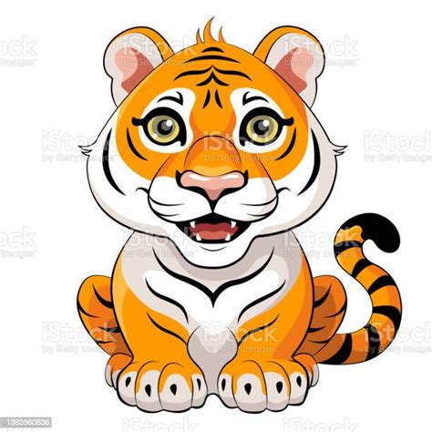 vetores de ilustração vetorial de um tigre de desenho animado bonito isolado em um fundo branco