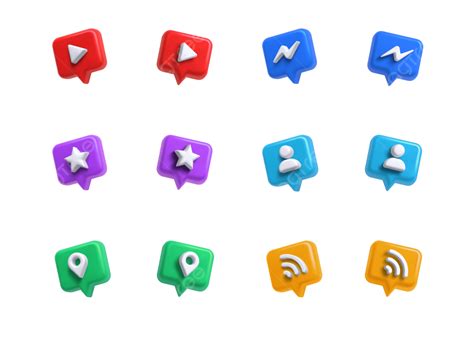 Diseño De Conjunto De Iconos De Redes Sociales 3d Png 3d Social