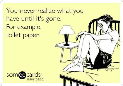 You Never Realize What You Have Until It S Gone For Example Toilet Paper Confession Ecard
