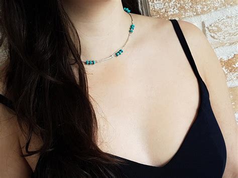 Turquoise Necklace December Birthstone Jewelry Two Layer Etsy