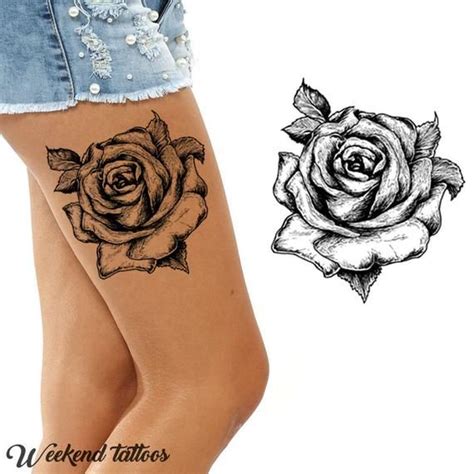 Tatodays®big Large Full Black Roses Flower Temporary Tattoos Etsy