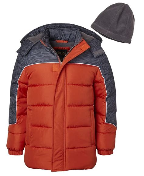 Ixtreme Toddler Boys Solid Contrast Puffer With Fleece Hat Macys