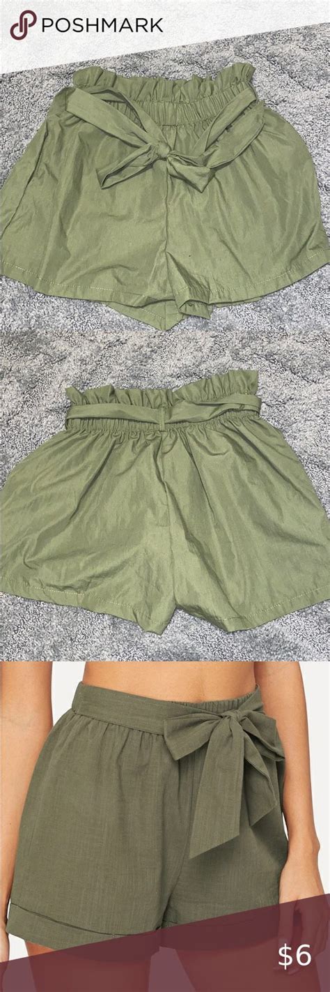 Shein Olive Green Paper Bag Shorts Xsnever Worn Fashion Outfits Clothes Design Paper Bag