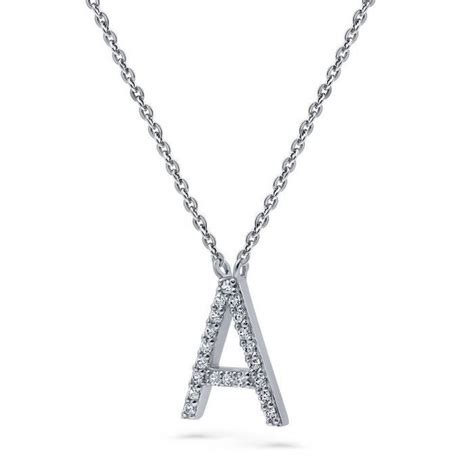 Sterling Silver Cz Initial Letter Pendant Necklace In 2020 Letter Pendant Necklace Letter