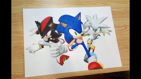 Speed Drawing Sonic Shadow And Silver Youtube