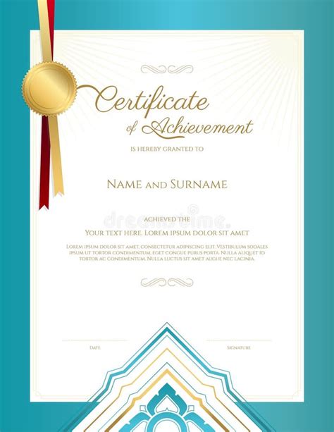 Luxury Certificate Template With Elegant Border Frame Diploma Design Stock Vector