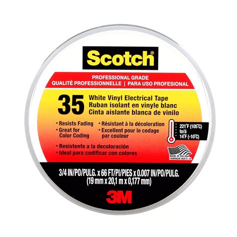 Scotch Vinyl Electrical Tape 10828 Dl 2w White 075 In X 22 Yd 19