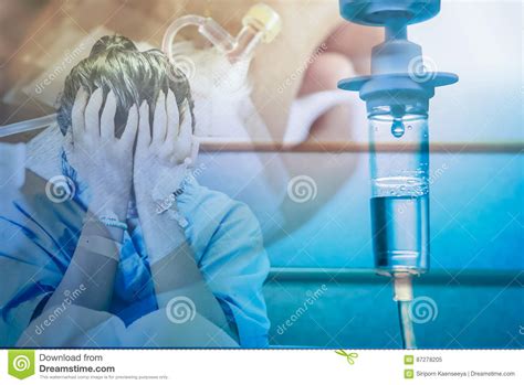 Double Exposure Of Patient Getting An Iv Drip At Hospital Stock Image Image Of Care Infusion