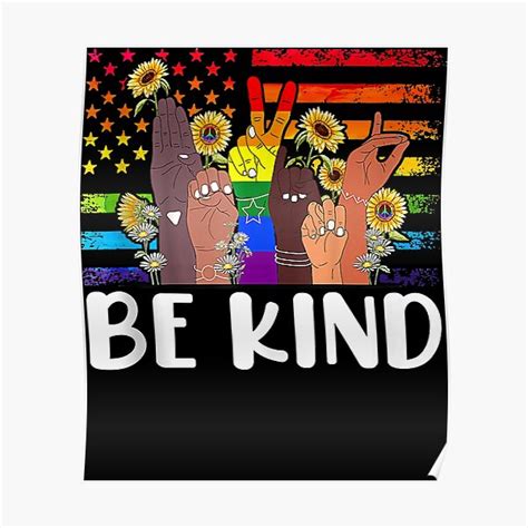 be kind lgbt gay pride month rainbow sign language hand tank top poster for sale by