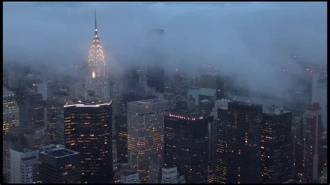 New York City At Night Foggy Rainy Cloudy Stock Footage Video 4169995
