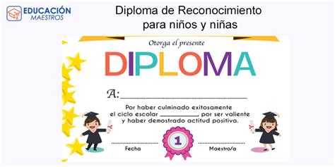Diploma Editable De Reconocimiento Para Niños【formatos】