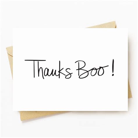 Thanks Boo A2 Greeting Card Typography Print Motivation Etsy