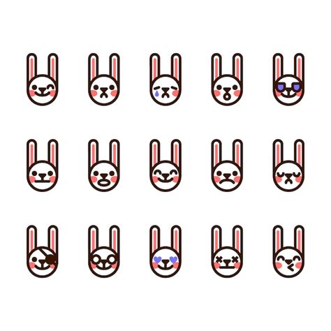 Premium Vector Rabbit Emojis Icons