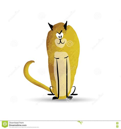 Funny Cat Watercolor Sketch For Your Design Stock Vector