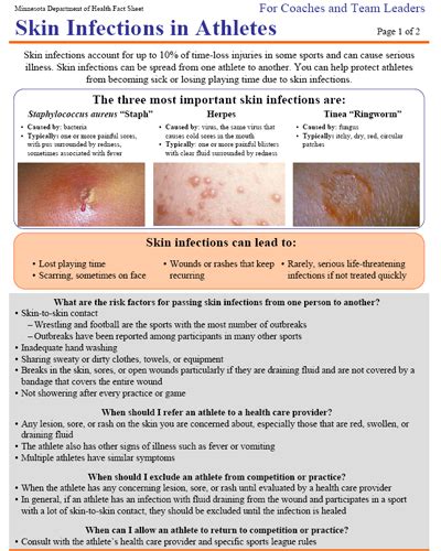 Skin Infections Information For Coaches And Team Leaders Mn Dept Of