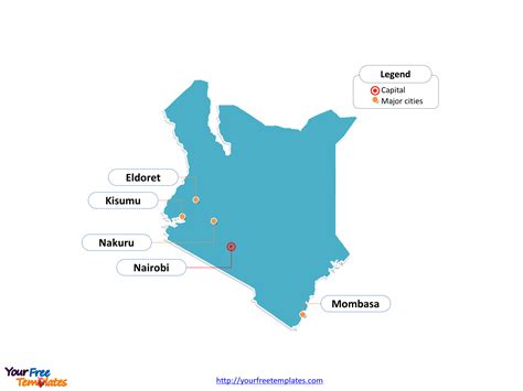 Bungoma, butera, eldoret, embu, garissa, isiolo, kakamega, karungu, kericho, kisii. Free Kenya Editable Map - Free PowerPoint Templates
