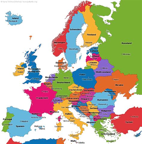 Europakarte Länder In Europa Liste Der Länder Europas