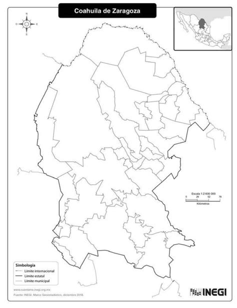 Mapa De Coahuila Con Nombres Y División Política México Desconocido