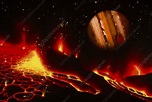 Artwork of Io landscape with Jupiter in the sky - Stock Image - R380 ...
