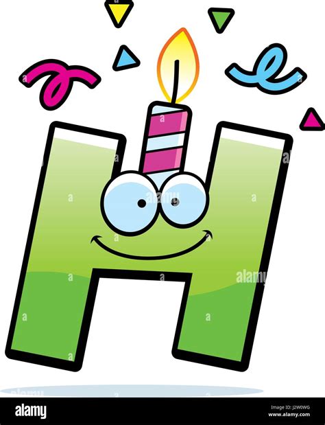 A Cartoon Illustration Of A Letter H With A Birthday Candle And