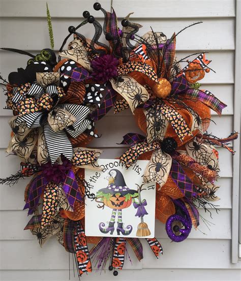 This Is A Large Halloween Deco Mesh Wreath Full Of Ribbon Tails And