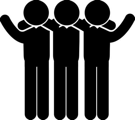 Group Of Three Men Standing Side By Side Hugging Each Other Svg Png
