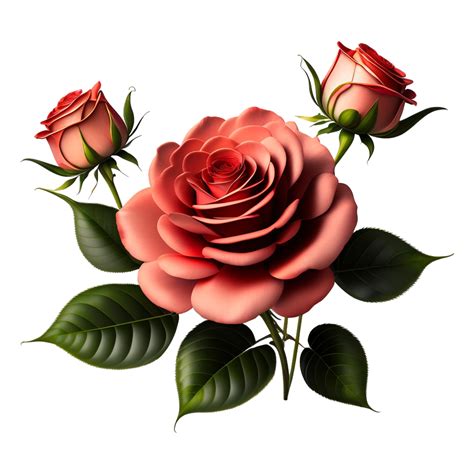 Beautiful Pink Roses And Leaves Ai Generated 24998312 Png