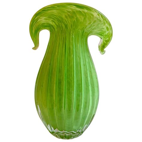 Green Art Glass Vase At 1stdibs