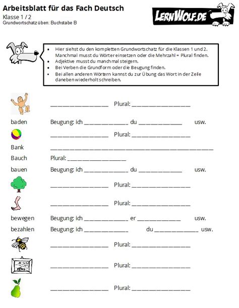 Klasse eine große rolle spielen. Übungen Deutsch Klasse 1 kostenlos zum Download - lernwolf.de