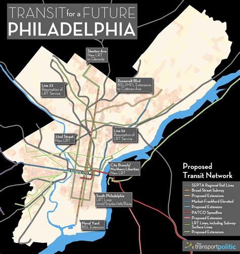 Proposed Future Philadelphia Subwaytrolley Expansion Map Unofficial