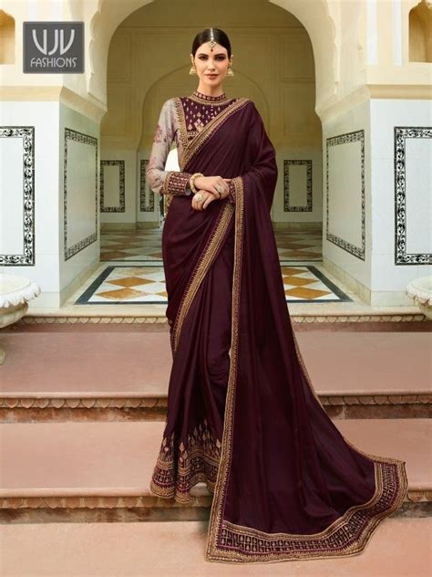 modest wine color silk classic designer saree saree designs saree styles party wear sarees