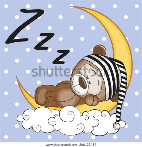 Cute Teddy Bear Sleeping On Moon Stock Vector Royalty Free 266122484
