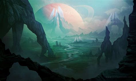 Alien Planet By Alynspiller On Deviantart Sci Fi Concept Art Fantasy