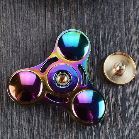 Fidget Spinner Rainbow Color Metal Hand Finger Spinners Long Time