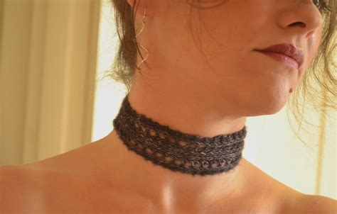 A open knit sweater with a choker neck detail. Knitting Novice: Free Pattern: The Nameless Choker