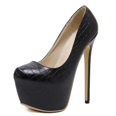 Womens Black Pump Round Toe Stiletto Heels Prom With Platform Thecelebritydresses