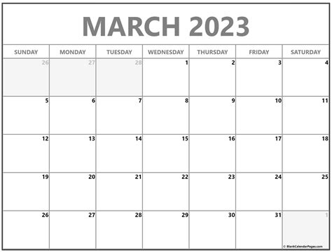 Blank March 2023 Printable Calendar Minimalist Blank Printable