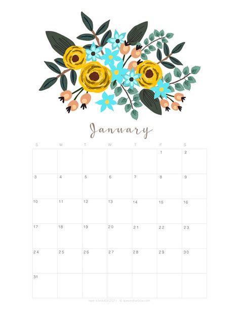 January 2021 Calendar Printable Free Monthly January 2021 Print Free