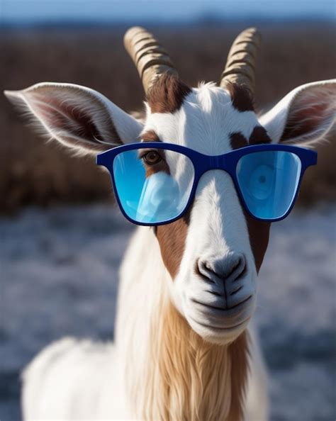 Premium Ai Image Goat With Glass