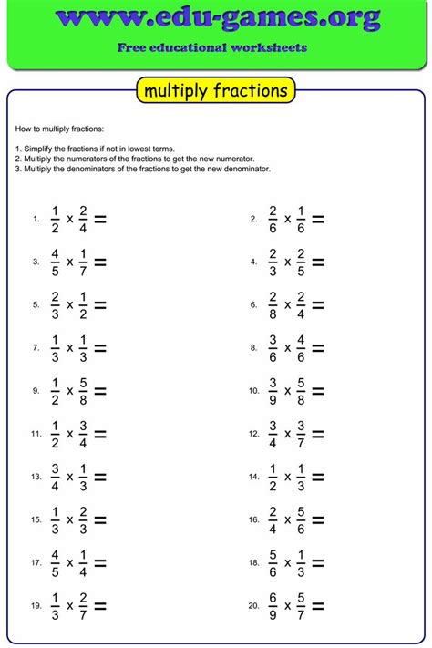 Multiplication And Division Of Fractions Worksheets Free