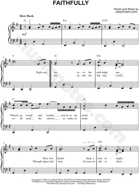 Journey Faithfully Sheet Music Easy Piano In G Major Download