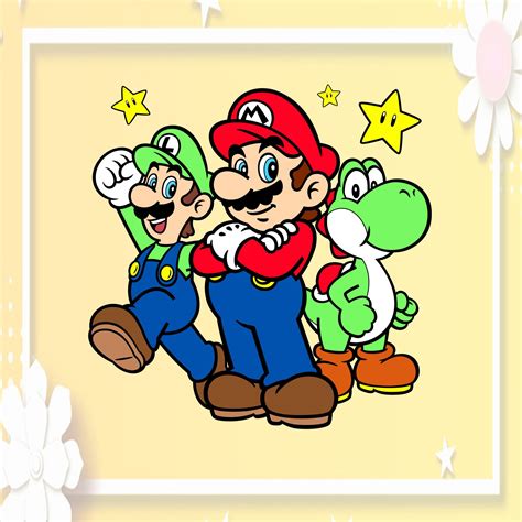 Mario Luigi And Yoshi Svg Dxf Png Super Mario Svg Dxfpng Etsy