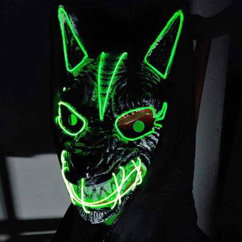 Halloween Led Streamer Full Face Mask Party Wolf Head Ghostface Clown
