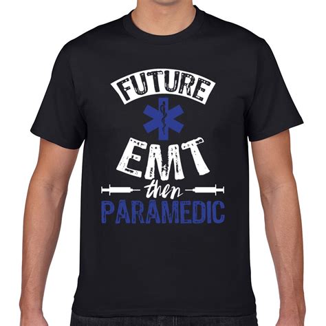 Tops T Shirt Men Future Emt Then Paramedic Hip Hop Vintage Geek Print