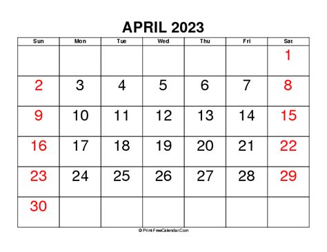 April 2023 Calendars Word Pdf Excel