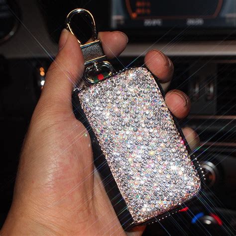 Bedazzled Car Key Holder Bag Case With Bling Rhinestones Carsoda