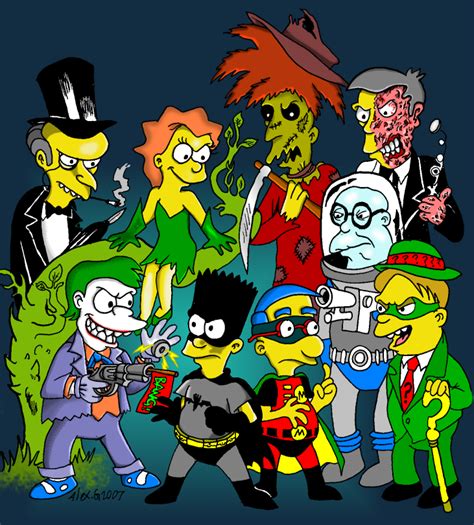 Simpsonized Batman And Villains James L Brooks Simpsons Halloween Simpsons Treehouse Of Horror