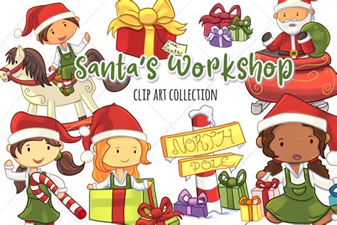 Santas Workshop Clip Art Collection Graphic By Keepinitkawaiidesign